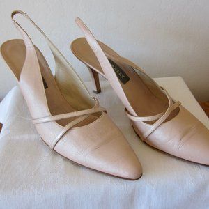 BALLY Alexandrite blush pink pearlescent leather slingbacks - size 9.5